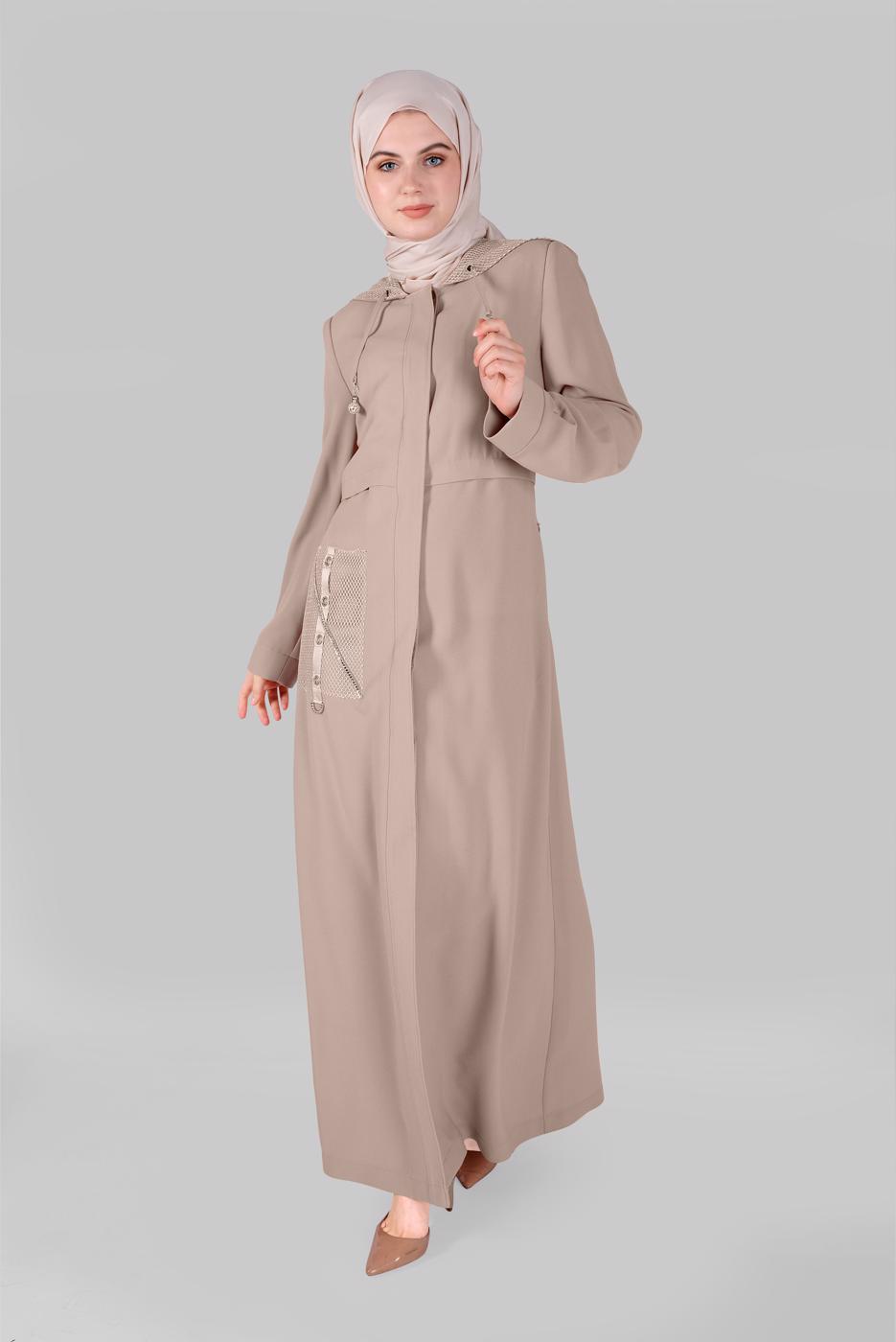 Vêtements hijab BEIGE ALVINA SURMANTEAU AVEC RAYURE ACCESSOIRE T 10399