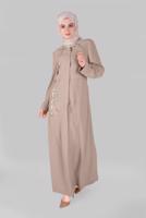 Vêtements hijab BEIGE ALVINA SURMANTEAU AVEC RAYURE ACCESSOIRE T 10399