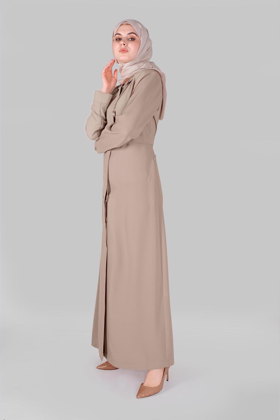 Vêtements hijab BEIGE ALVINA SURMANTEAU AVEC RAYURE ACCESSOIRE T 10399