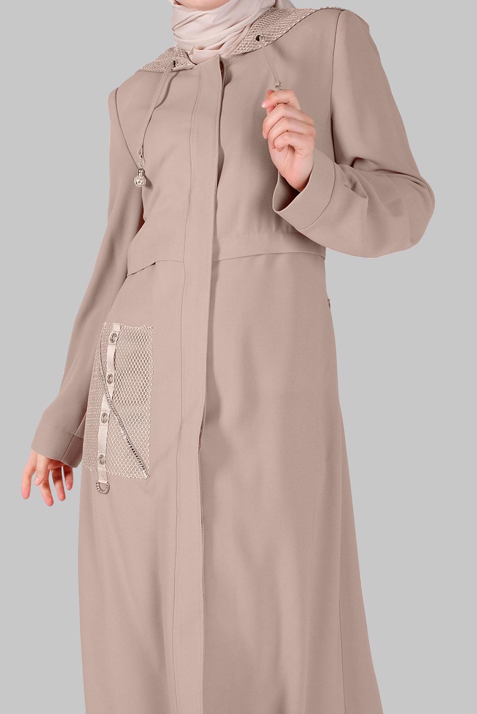 Vêtements hijab BEIGE ALVINA SURMANTEAU AVEC RAYURE ACCESSOIRE T 10399