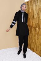 Tesettür giyim SİYAH ŞERİT DETAYLI PANTOLONLU  EŞOFMAN TAKIM 4656