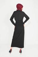 Tesettür giyim SİYAH DÜĞME DETAYLI CEPLİ ETEK T 60090