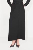 Tesettür giyim SİYAH DÜĞME DETAYLI CEPLİ ETEK T 60090