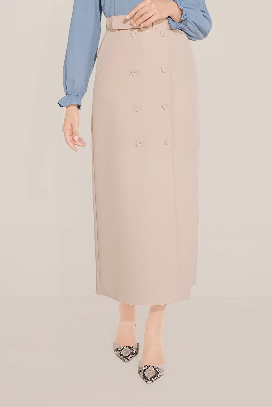 Vêtements hijab BEIGE JUPE BOUTONÉ AVEC POCHES T 60090 