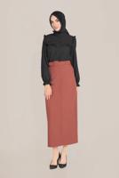 Hijab clothing BROWN BUTTONED SKIRT WITH POCKETS T 60090 