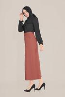 Hijab clothing BROWN BUTTONED SKIRT WITH POCKETS T 60090 