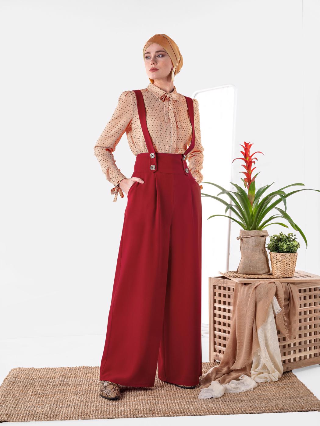 Vêtements hijab ROUGE SALOPETTE TAILLE HAUTE 4082