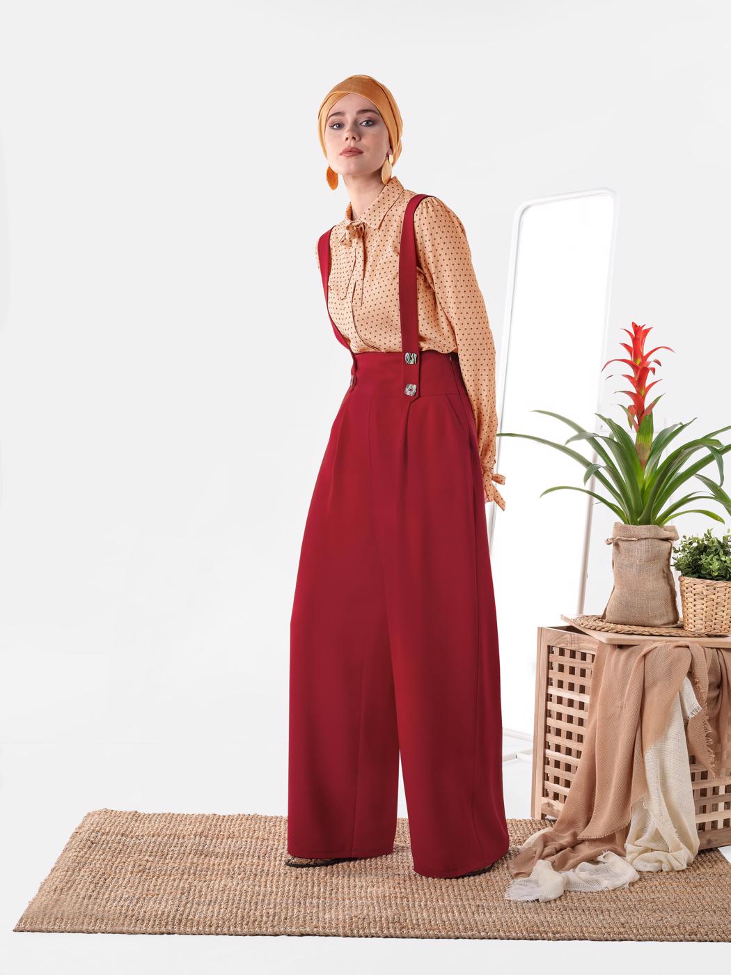 Vêtements hijab ROUGE SALOPETTE TAILLE HAUTE 4082