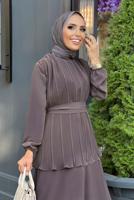Vêtements hijab PRUNE COSTUME JUPE DRAPÉE À CEINTURE 0710