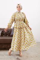 Vêtements hijab ORANGE COSTUME JUPE 2 PIÈCES FLORAL 1610