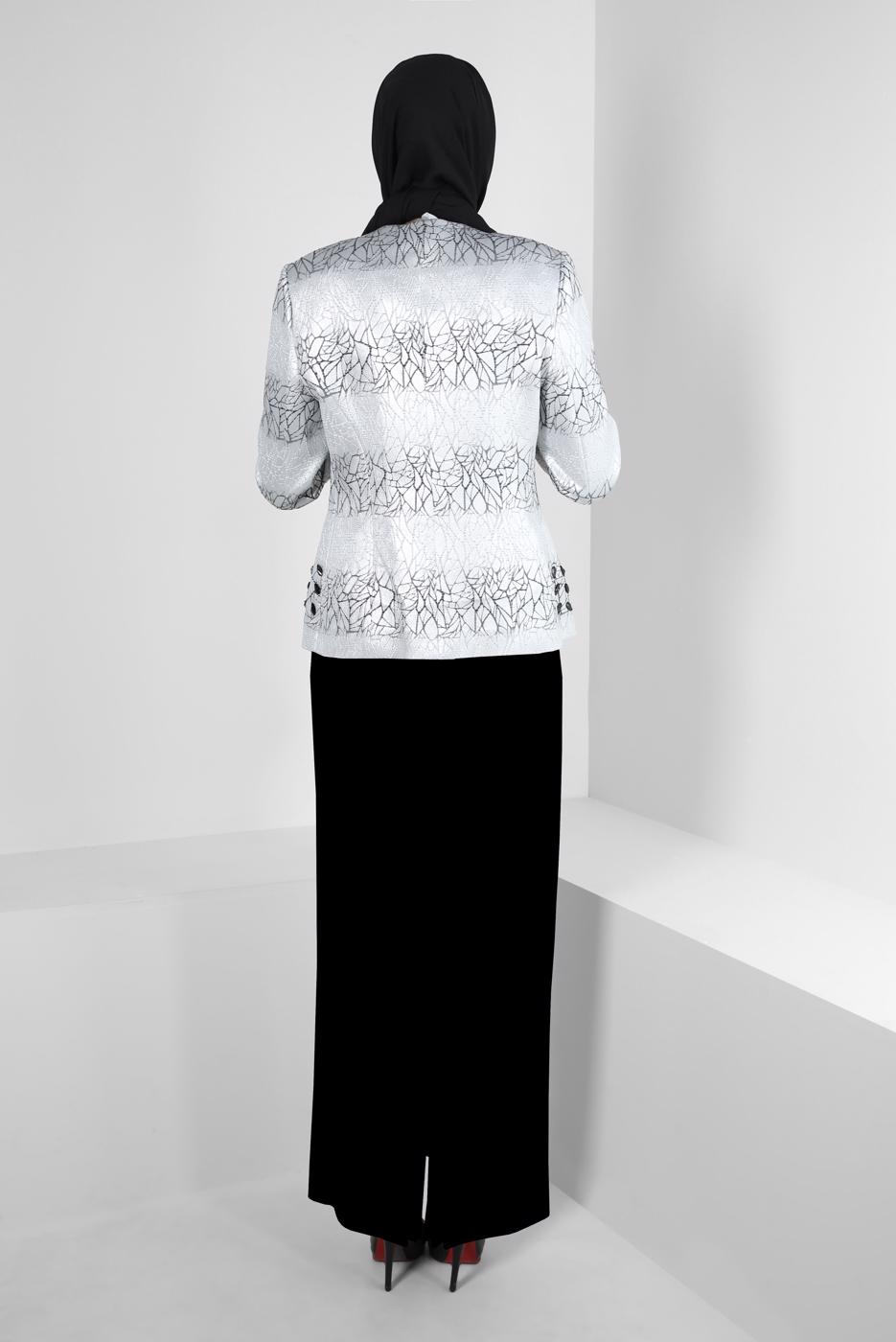 Tesettür giyim SİYAH ALVİNA ÜÇLÜ ETEKLİ TAKIM T 30107