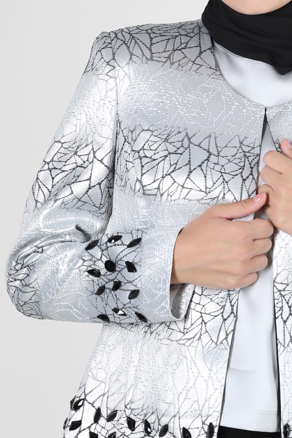 Tesettür giyim SİYAH ALVİNA ÜÇLÜ ETEKLİ TAKIM T 30107