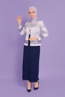 Tesettür giyim LACİVERT ALVİNA ÜÇLÜ ETEKLİ TAKIM T 30107