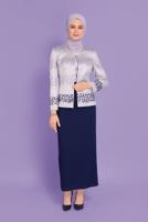 Tesettür giyim LACİVERT ALVİNA ÜÇLÜ ETEKLİ TAKIM T 30107