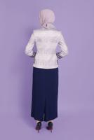 Tesettür giyim LACİVERT ALVİNA ÜÇLÜ ETEKLİ TAKIM T 30107