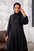 Vêtements hijab NOIR COSTUME 2 PIÈCES AVEC ROBE À VOLANTS 7110