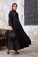 Vêtements hijab NOIR COSTUME 2 PIÈCES AVEC ROBE À VOLANTS 7110