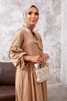 Vêtements hijab BRUN COSTUME 2 PIÈCES AVEC ROBE À VOLANTS 7110