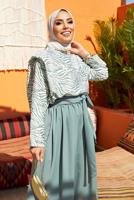 Hijab clothing GREEN ZEBRA PRINTED 2-PIECE SUIT WITH PANTS 50000  