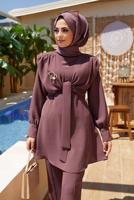 Hijab clothing PLUM TIE DETAIL PADDED 2-PIECE PANTS SUIT 730000 