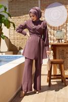 Hijab clothing PLUM TIE DETAIL PADDED 2-PIECE PANTS SUIT 730000 