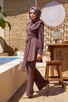 Hijab clothing PLUM TIE DETAIL PADDED 2-PIECE PANTS SUIT 730000 