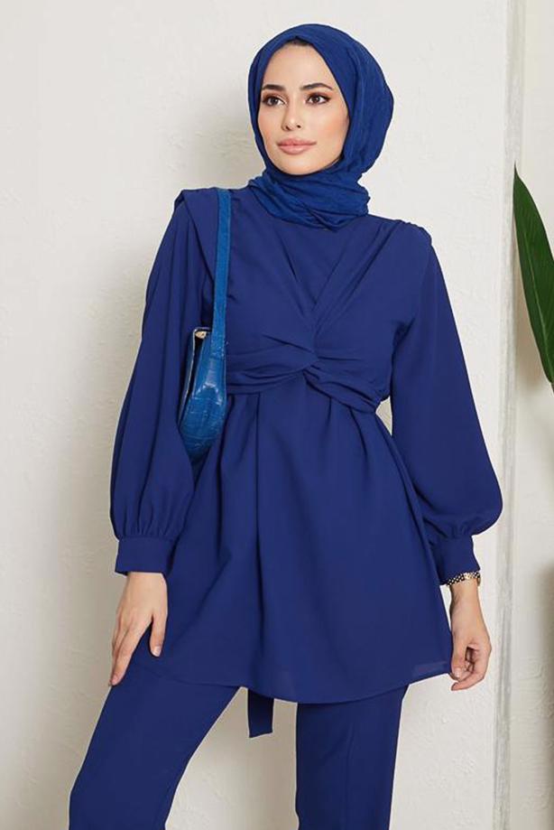 Vêtements hijab  TIE DETAIL PADDED 2-PIECE PANTS SUIT 730000  - TRENDTESETTÜR