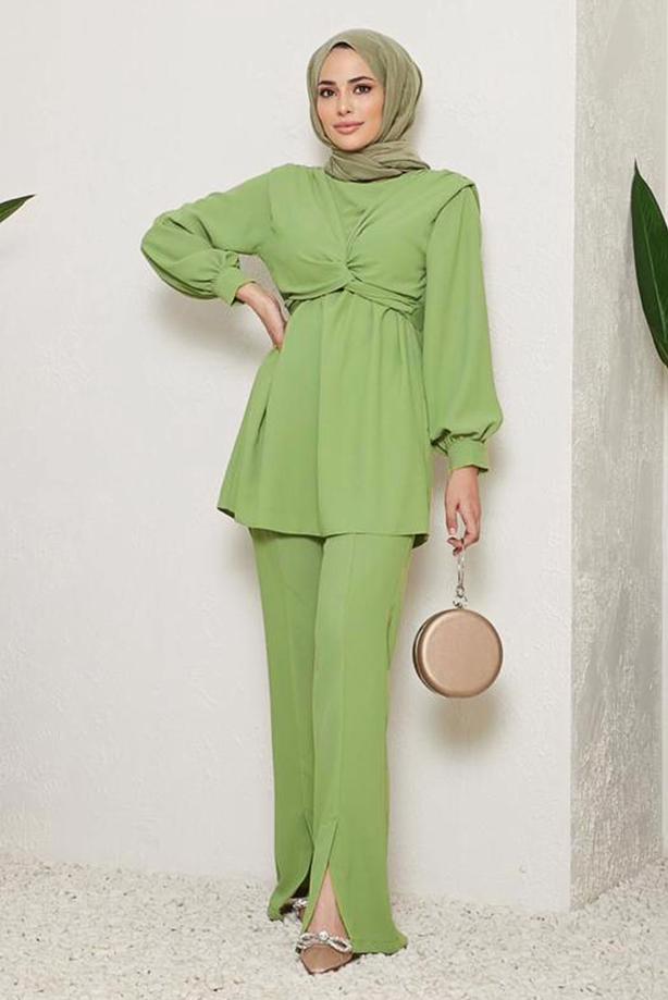 Vêtements hijab  TIE DETAIL PADDED 2-PIECE PANTS SUIT 730000  - TRENDTESETTÜR