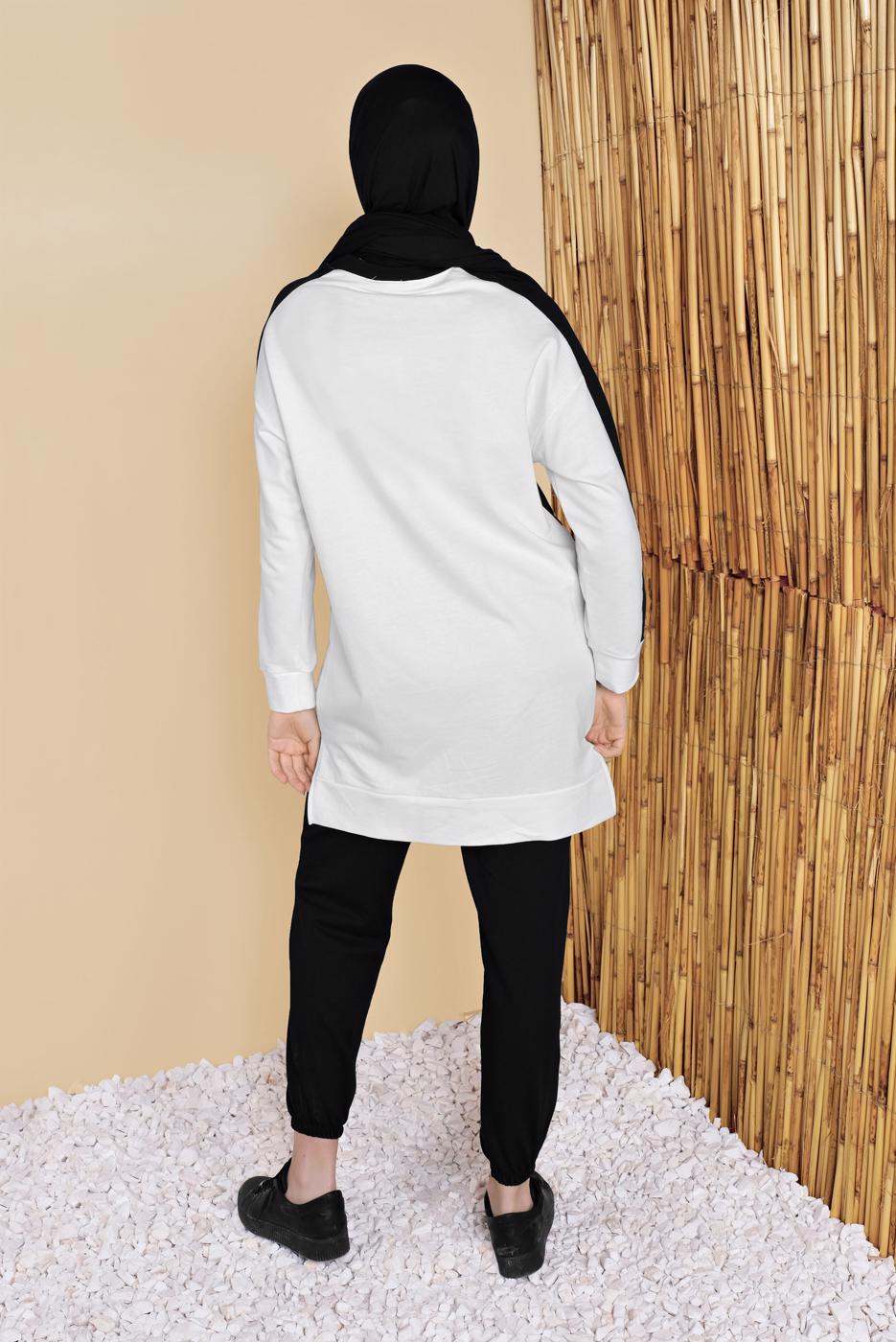 Vêtements hijab NOIR SURVÊTEMENT AVEC PANTALON À RAYURES 11402