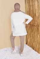 Vêtements hijab BEIGE SURVÊTEMENT AVEC PANTALON À RAYURES 11402