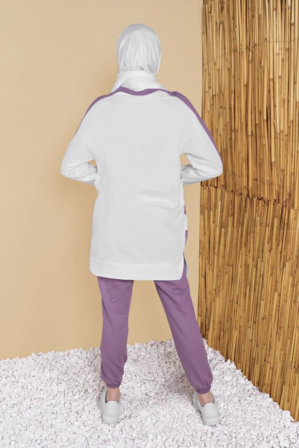 Vêtements hijab  STRIPED TRACKSUIT SET WITH PANTS 11402  - TRENDTESETTÜR