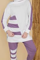 Vêtements hijab POURPRE SURVÊTEMENT AVEC PANTALON À RAYURES 11402