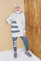 Hijab clothing BLUE STRIPED TRACKSUIT SET WITH PANTS 11402 