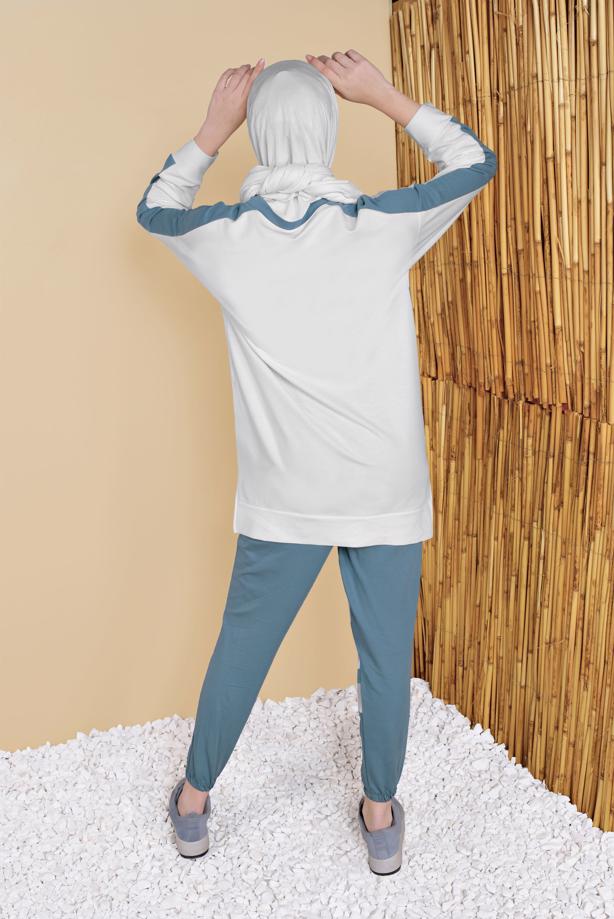 Vêtements hijab  STRIPED TRACKSUIT SET WITH PANTS 11402  - TRENDTESETTÜR