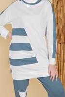Hijab clothing BLUE STRIPED TRACKSUIT SET WITH PANTS 11402 