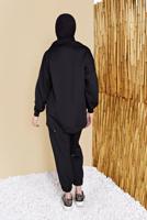 Hijab clothing BLACK SMOCKING DETAIL 2-PIECE SUIT WITH PANTS 57402