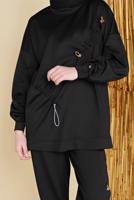 Hijab clothing BLACK SMOCKING DETAIL 2-PIECE SUIT WITH PANTS 57402