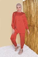 Vêtements hijab ORANGE COSTUME 2 PIÈCES AVEC PANTALON DÉTAIL SMOKING 57402