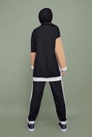 Tesettür giyim SİYAH ÜÇ RENKLİ FERMUAR YAKALI TAKIM T 0066