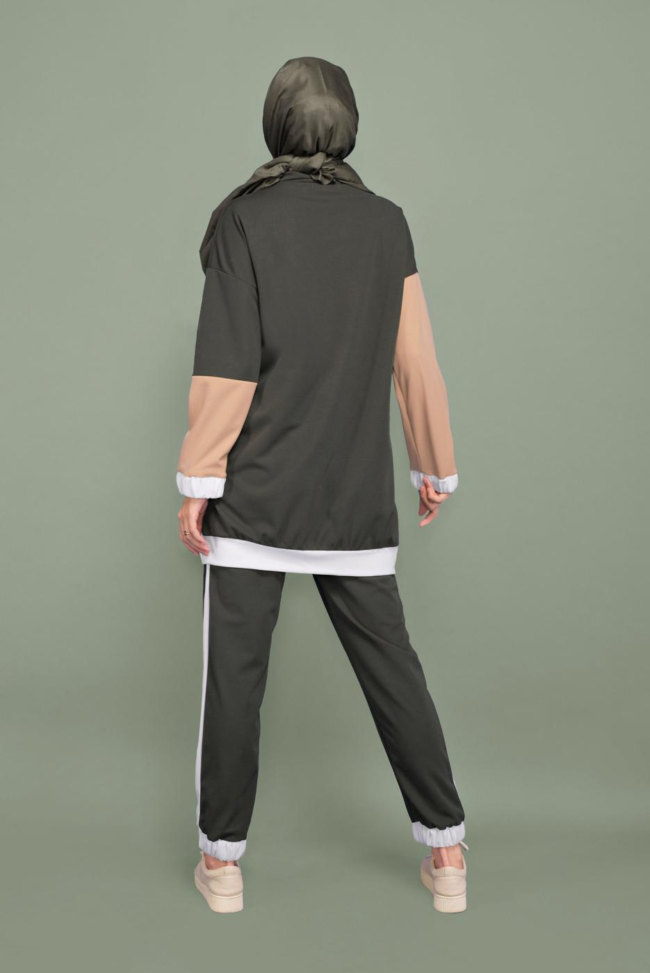 Vêtements hijab KAKI ENSEMBLE SURVÊTEMENT ZIPPÉ 3 COULEURS T 0066