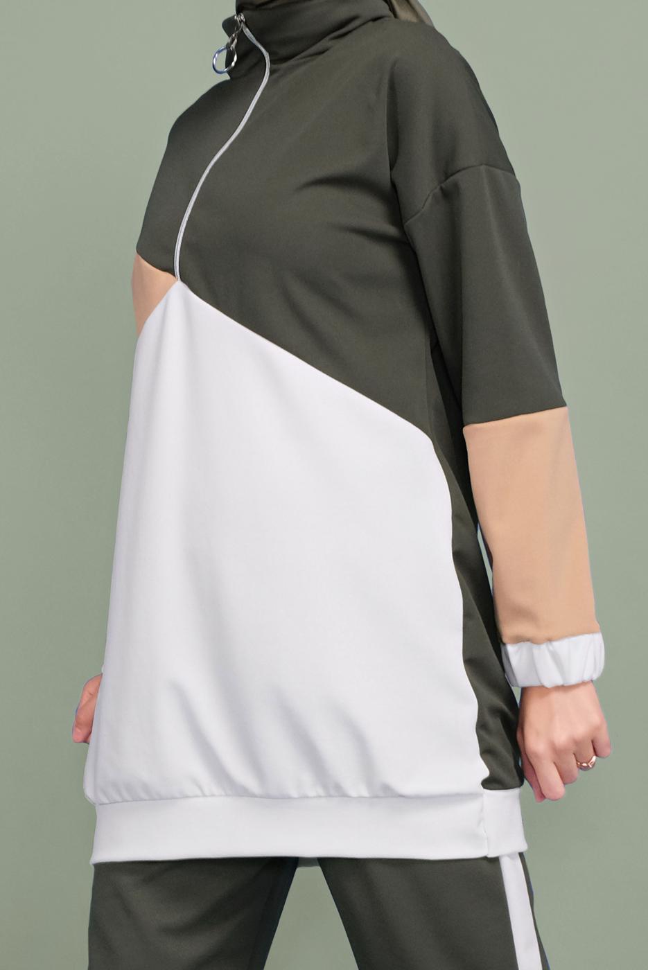 Vêtements hijab KAKI ENSEMBLE SURVÊTEMENT ZIPPÉ 3 COULEURS T 0066