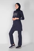 Vêtements hijab BLEU MARINE ENSEMBLE SURVÊTEMENT IMPRIMÉ PIERRE AVEC PANTALON 0307 