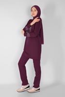 Vêtements hijab PRUNE ENSEMBLE SURVÊTEMENT IMPRIMÉ PIERRE AVEC PANTALON 0307 