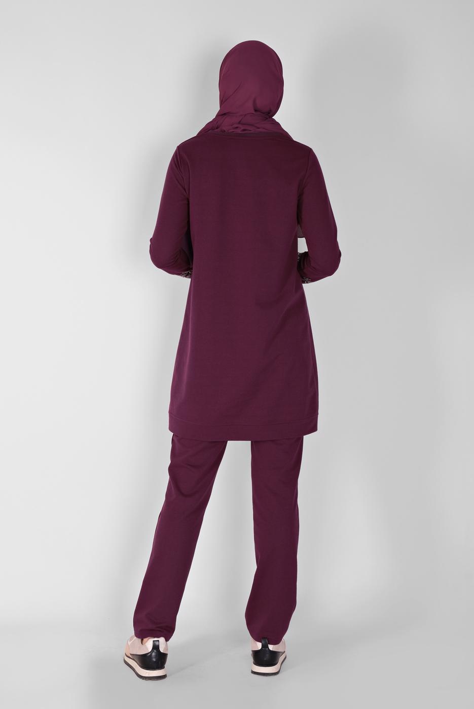 Vêtements hijab PRUNE ENSEMBLE SURVÊTEMENT IMPRIMÉ PIERRE AVEC PANTALON 0307 