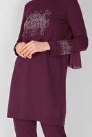 Vêtements hijab PRUNE ENSEMBLE SURVÊTEMENT IMPRIMÉ PIERRE AVEC PANTALON 0307 