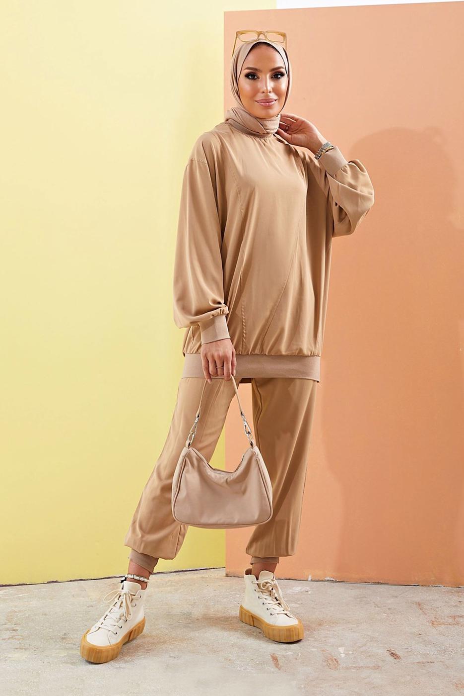 Hijab clothing MINK BOOTH 2-PIECE PANTS SUIT WITH ELASTIC CUFFS 0310 