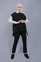 Hijab clothing BLACK TIE DETAIL PANTS SUIT 352 