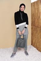 Tesettür giyim GRİ ÜÇ RENK ŞERİTLİ EŞOFMAN TAKIM  0455 