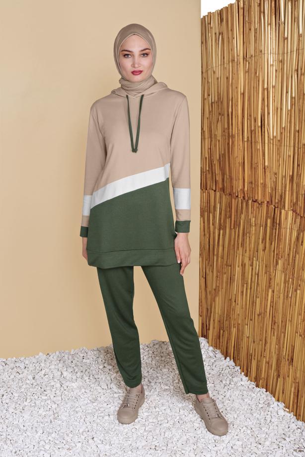 Hijab clothing 3-COLOR STRIPED TRACKSUIT SET 0455 - TRENDTESETTÜR