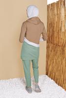 Tesettür giyim YEŞİL ÜÇ RENK ŞERİTLİ EŞOFMAN TAKIM  0455 